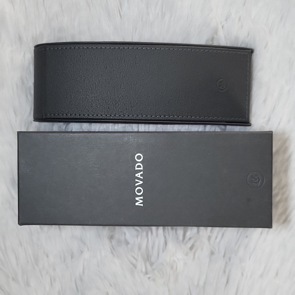Movado Box Original Vintage Leather Gray Used + Box Outer - Picture 2 of 11